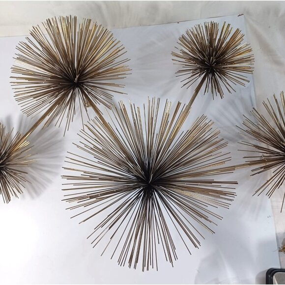 Curtis C Jere MCM Brass Wall Art Sculpture Atomic Pom Pom Urchin Gold Starburst - Picture 13 of 13